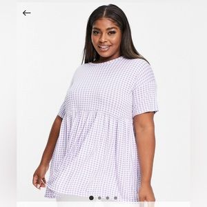 Yours Smock Top in Lilac Gingham
